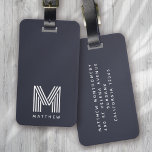 Monogram Donkerblauw Stijlvol Modern Minimalist Bagagelabel<br><div class="desc">Een vet monogram ontwerp</div>