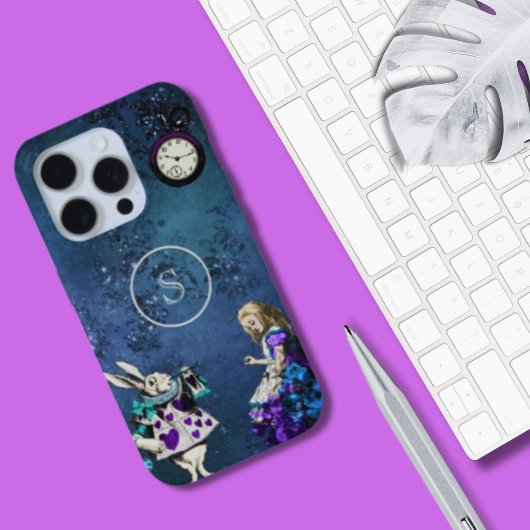 Monogram  Donkerblauwe Alice in Wonderland Case-Mate iPhone Case