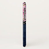 Monogram Donkerblauwe jeans Roze Antler Schattige Case-Mate iPhone Case (Achterkant/links)