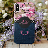 Monogram Donkerblauwe jeans Roze Antler Schattige Case-Mate iPhone Case