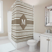Monogram donkerbruin en witte strepen douchegordijn (In situ)