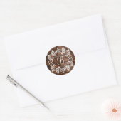 Monogram Donkerbruin Hout Bruiloft Envelop Seals Ronde Sticker (Envelop)