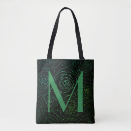 Monogram Donkere Bloem Roos Motiverende Spreuk Tote Bag