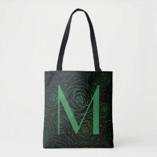 Monogram Donkere Bloem Roos Motiverende Spreuk Tote Bag
