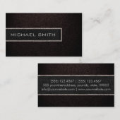 Monogram Donkere bruine lederen blik Visitekaartje (Voorkant / Achterkant)