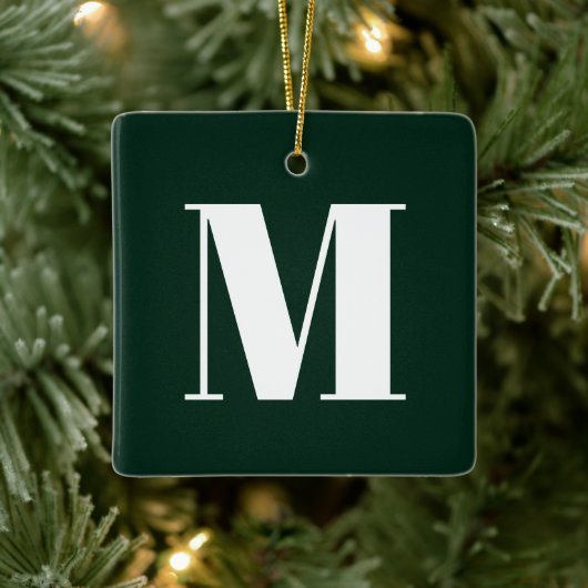 Monogram donkere dennengroen aangepast initiaal Ke Keramisch Ornament (Boom)