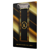 Monogram Donkere gouden en zwarte diagonaal strepe Klembord (Links)