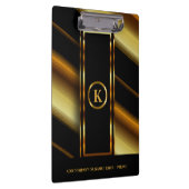 Monogram Donkere gouden en zwarte diagonaal strepe Klembord (Rechts)