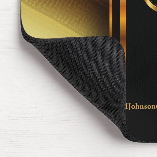 Monogram Donkere gouden en zwarte diagonaal strepe Muismat (Hoek)