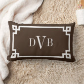 Monogram Donkere Griekse hoofdgrens Kussen (Deken)