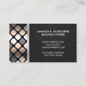 Monogram | Donkere metalen patroon | Zwart leder Visitekaartje (Achterkant)