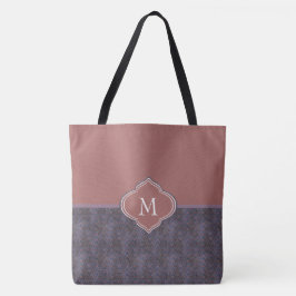 Monogram Donkere Paarse blauwaves Tote Bag