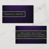 Monogram Donkere Paarse lederen blik Visitekaartje (Voorkant / Achterkant)