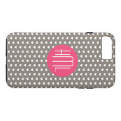 Monogram donkergrijs en Violet Red Heart Case-Mate iPhone Case (Achterkant (Horizontaal))