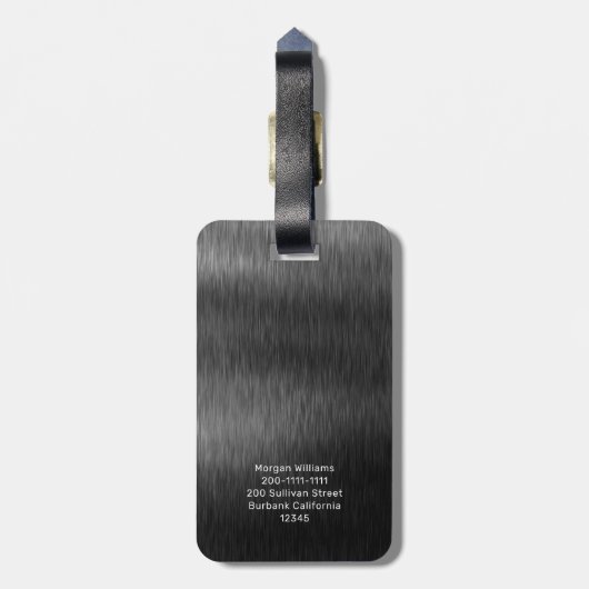 Monogram donkergrijs geborsteld staal bagagelabel (Achterkant verticaal)