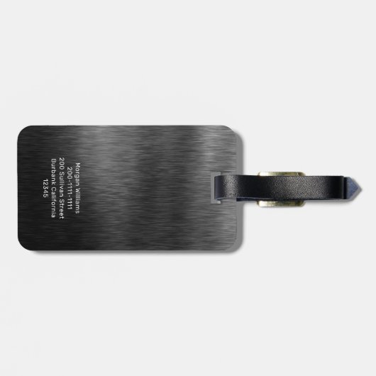 Monogram donkergrijs geborsteld staal bagagelabel (Achterkant horizontaal)