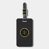 Monogram donkergrijs leer & goud bagagelabel (Voorkant verticaal)