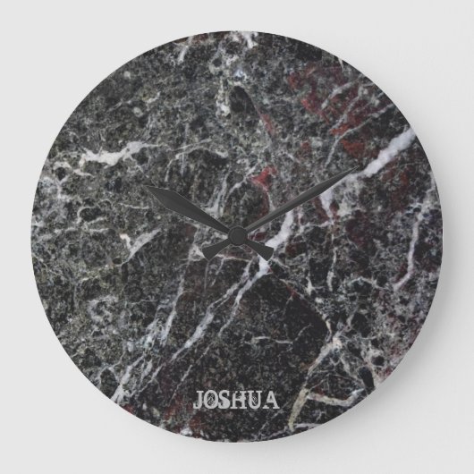 Monogram donkergrijze en witte marmer grote klok (Voorkant)