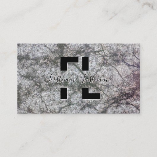 Monogram donkergrijze marmer met stromende marmers visitekaartje (Voorkant)