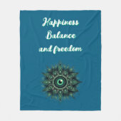 Monogram Donkergroen Evil Eye Symbool op blauw Fleece Deken (Voorkant)