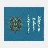 Monogram Donkergroen Evil Eye Symbool op blauw Fleece Deken (Voorkant (Horizontaal))
