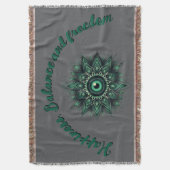 Monogram Donkergroen Evil Eye Symbool op grijs | Deken (Voorkant Verticaal)