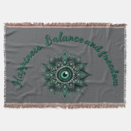 Monogram Donkergroen Evil Eye Symbool op grijs | Deken (Voorkant)