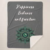 Monogram Donkergroen Evil Eye Symbool op grijs | Sherpa Deken (Voorkant)