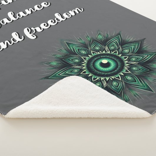 Monogram Donkergroen Evil Eye Symbool op grijs | Sherpa Deken (3/4)