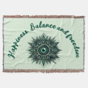 Monogram Donkergroen Evil Eye Symbool op groen Deken