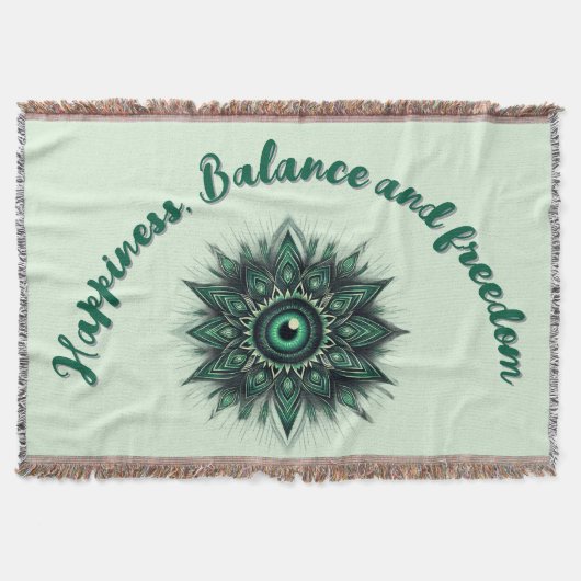 Monogram Donkergroen Evil Eye Symbool op groen | Deken (Voorkant)