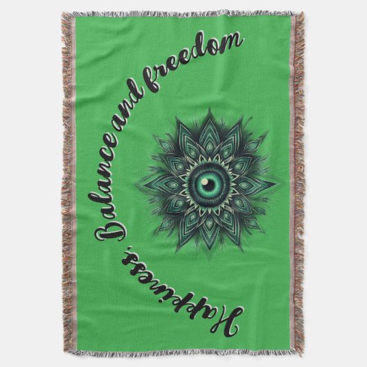 Monogram Donkergroen Evil Eye Symbool op groen | Deken (Voorkant Verticaal)