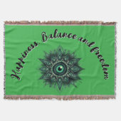 Monogram Donkergroen Evil Eye Symbool op groen | Deken (Voorkant)