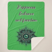 Monogram Donkergroen Evil Eye Symbool op groen | Sherpa Deken (Voorkant)