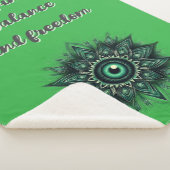 Monogram Donkergroen Evil Eye Symbool op groen | Sherpa Deken (3/4)