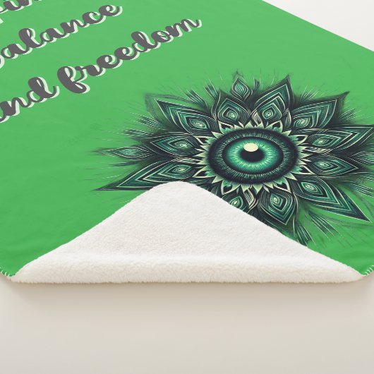 Monogram Donkergroen Evil Eye Symbool op groen | Sherpa Deken (3/4)