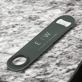 Monogram Donkergroen Modern Minimalistisch Elegant Speed Flessenopener