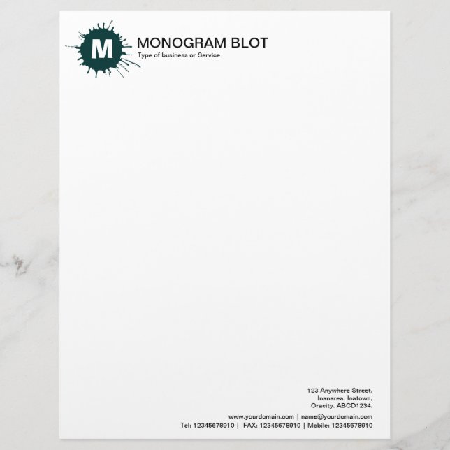 Monogram - Donkergroen Persoonlijk Briefhoofd (Voorkant)