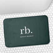Monogram donkergroen stijlvol, modern minimalistis badmat