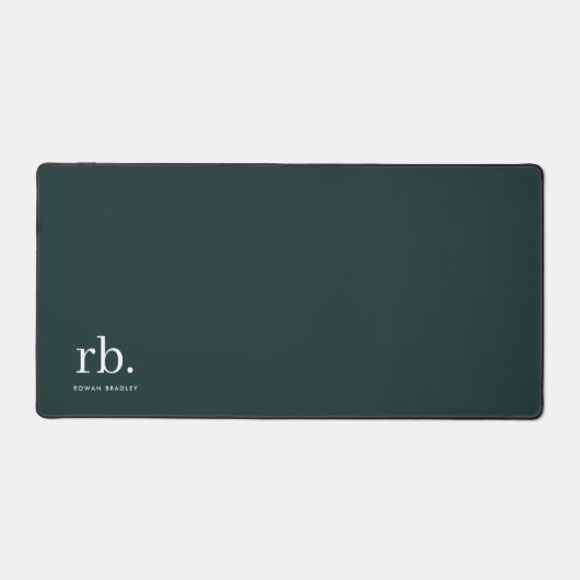 Monogram donkergroen stijlvol, modern minimalistis bureaumat (Voorkant)