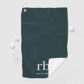 Monogram donkergroen stijlvol, modern minimalistis golfhanddoek (Insitu)