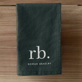 Monogram donkergroen stijlvol, modern minimalistis handdoek
