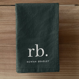 Monogram donkergroen stijlvol, modern minimalistis handdoek