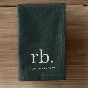 Monogram donkergroen stijlvol, modern minimalistis handdoek