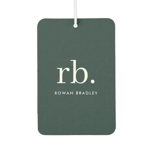 Monogram donkergroen stijlvol, modern minimalistis luchtverfrisser (Voorkant)