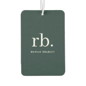 Monogram donkergroen stijlvol, modern minimalistis luchtverfrisser (Achterkant)