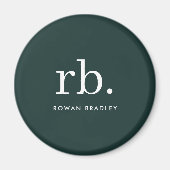 Monogram donkergroen stijlvol, modern minimalistis magneet (Voorkant)