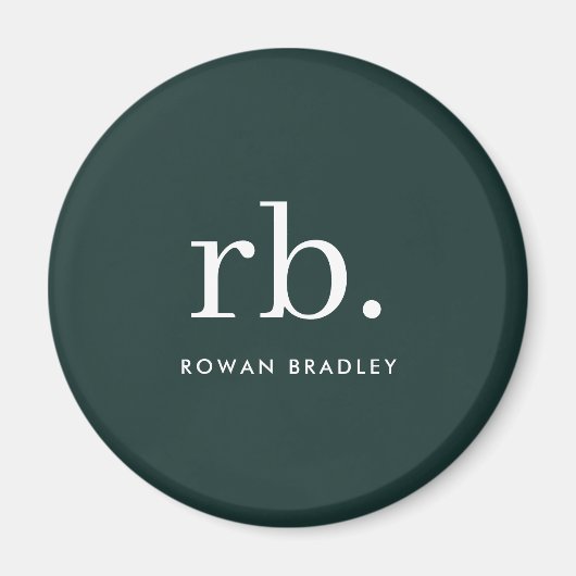 Monogram donkergroen stijlvol, modern minimalistis magneet (Voorkant)