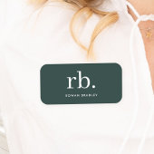 Monogram donkergroen stijlvol, modern minimalistis naamplaatje