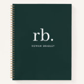 Monogram donkergroen stijlvol, modern minimalistis notitieboek (Voorkant)